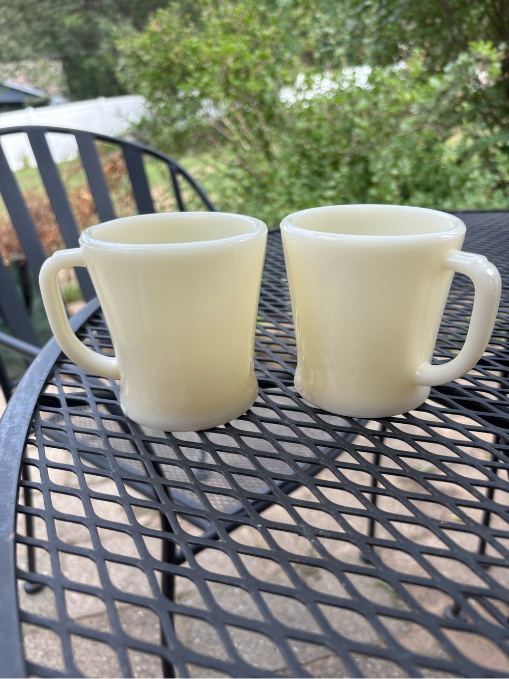 Vintage Ivory Fire King Mugs - Set of 2